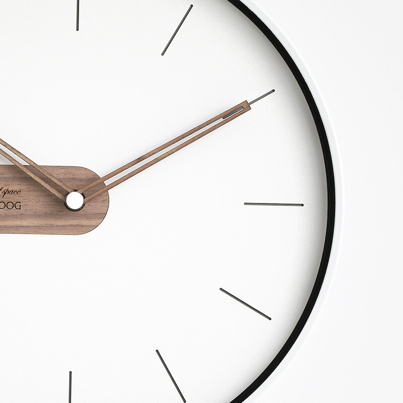 EMITDOOG (Duo barley) wall clock living room modern simple creative Nordic wall hanging silent travel time glass black frame A 12 inches