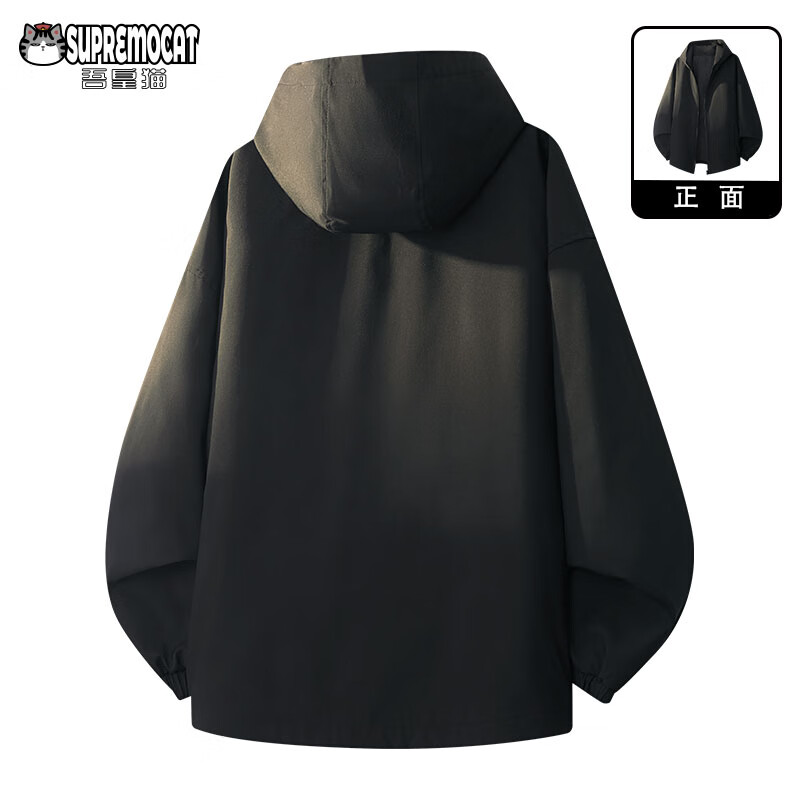 My Emperor Cat American Trendy Hooded Jacket Autumn New Loose Casual Jacket Men's Couple Sports Top WJ04 Black L