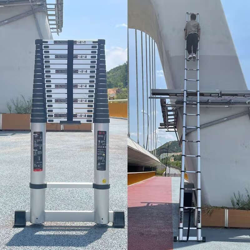 Telescopic ladder lifting engineering ladder aluminum alloy portable household multi-functional stair straight ladder aluminum ladder folding thickened aluminum alloy straight ladder aluminum alloy straight ladder 3.4 meters thickened and extra hard