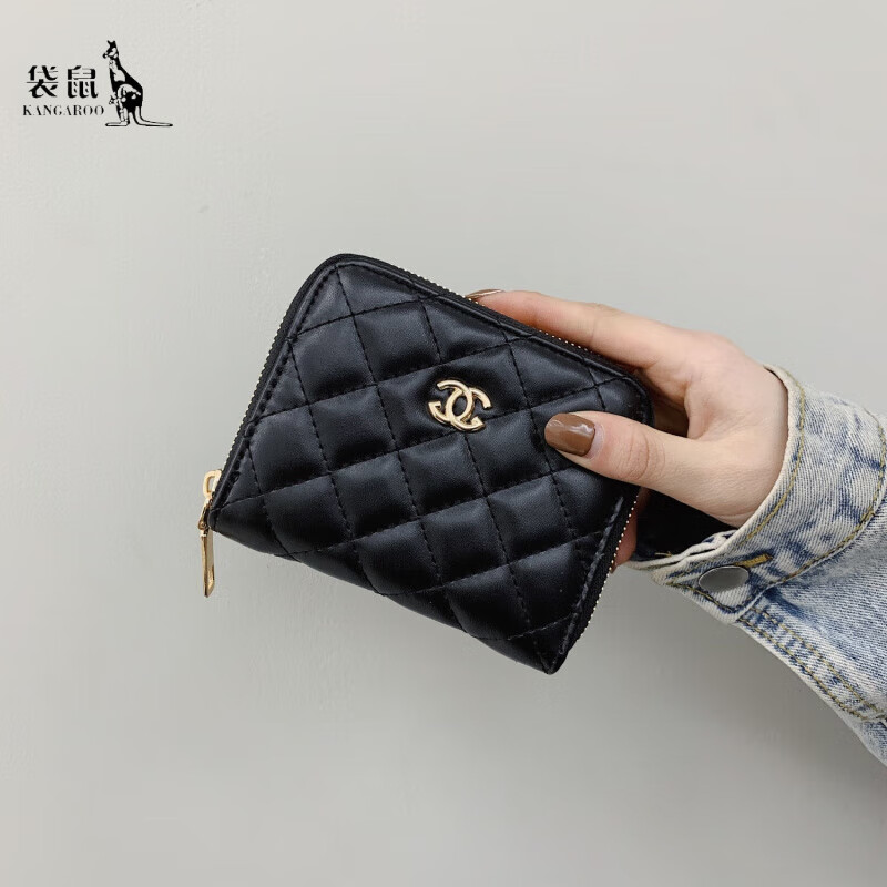 Kangaroo wallet women's long zipper embroidery fashion versatile mobile phone wallet short wallet large capacity European and American style coin purse sheepskin pattern short