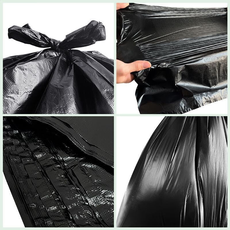 Miki property garbage bag commercial large extra thick 4 wire outdoor sanitation catering property black flat mouth plastic bag 100*120cm 50 pieces/pack single side 2 wires double sided 4 wires