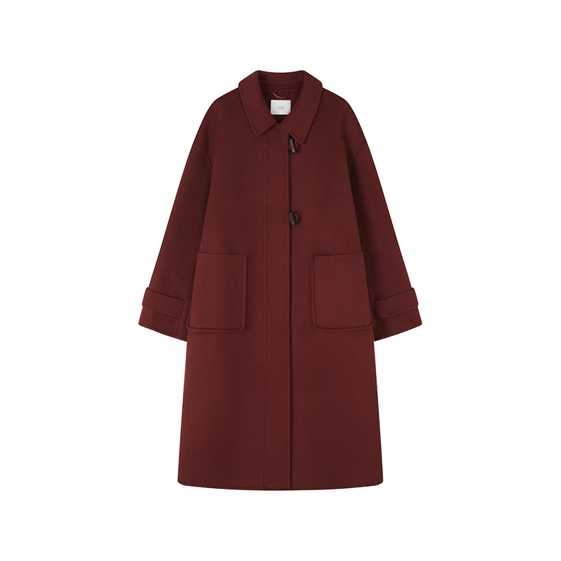 Mohan Yimei Lapel Patch Pocket Long Wool Double-sided Wool Coat 25 Winter New Style Fashionable and Versatile Wool Coat