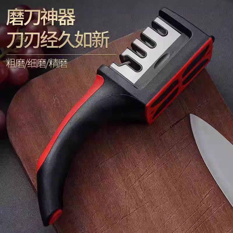KDISV German four-stage rapid manual knife sharpener, household kitchen knife sharpening stone, kitchen multi-functional diamond, sharp 3-level block speed sharpening + 1-level sharpener, ingenious craftsmanship