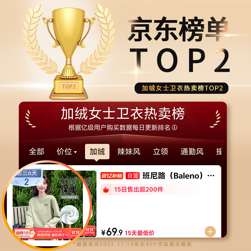 Baleno velvet thickened Austrian velvet sweatshirt for women 2025 winter cold-proof and temperature-locking fleece long-sleeved round neck warm velvet top