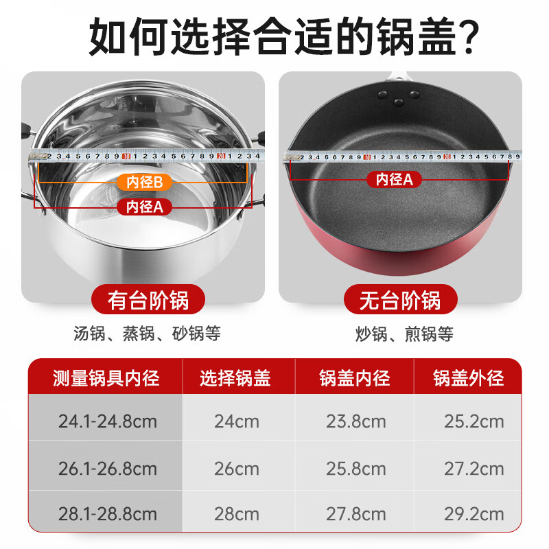 Cooking King can stand up with visible glass lid and handle, wok lid 26cm, 304 stainless steel edged pot lid for frying, hot pot and steaming, can stand upright explosion-proof pot lid 26cm