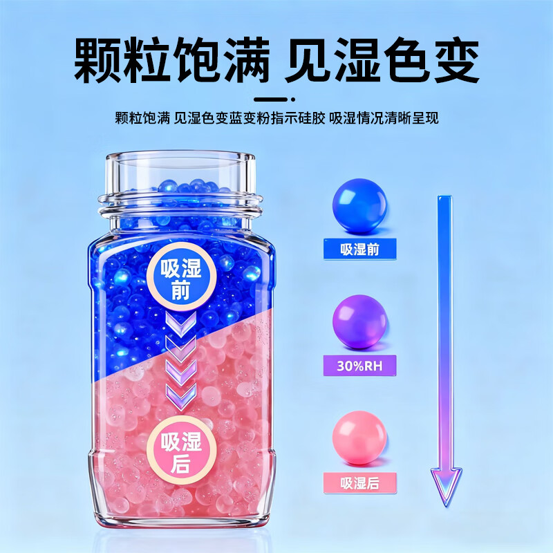 Andatong desiccant color-changing silica gel industrial electronic equipment mechanical laboratory transformer reusable dehumidification and moisture-proof particles blue bottle 500g