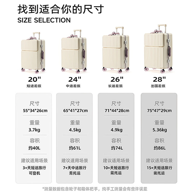 Yixuan aluminum frame suitcase for women, good-looking, front-opening, multifunctional password box for men, thickened, strong and durable 24-inch suitcase, vanilla milkshake, leather handbag + roller skates* more silky and more wear-resistant, 26-inch students going to school, staying and returning to school