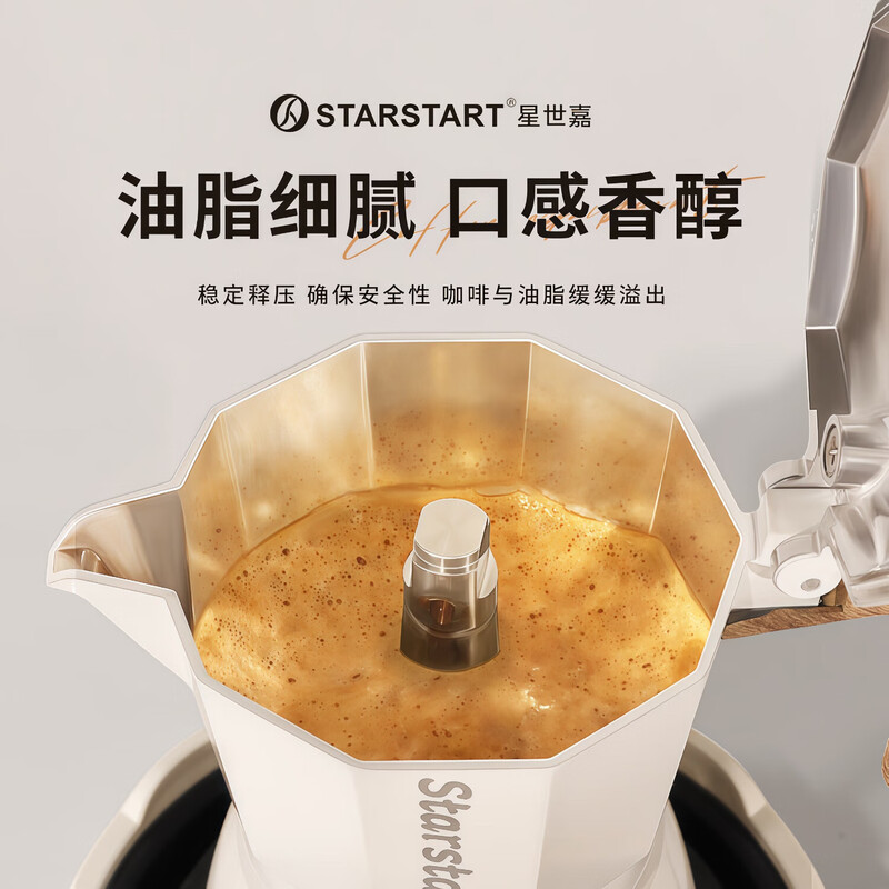 STAR-START Double Valve Moka Pot Set Third Generation Small Italian Coffee Pot Espresso Coffee Machine Serves 2 Black Double Valve Moka Pot