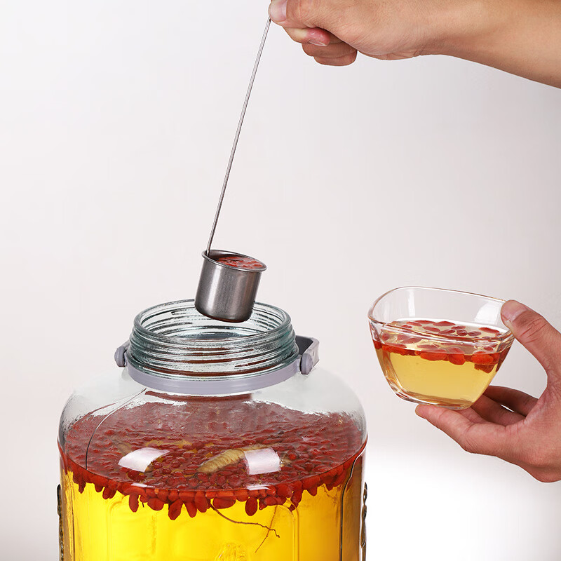 Extreme space brewing wine bottle, household glass sealed jar special container, kimchi jar brewing liquor bottle, with faucet 20 catties + wine lift