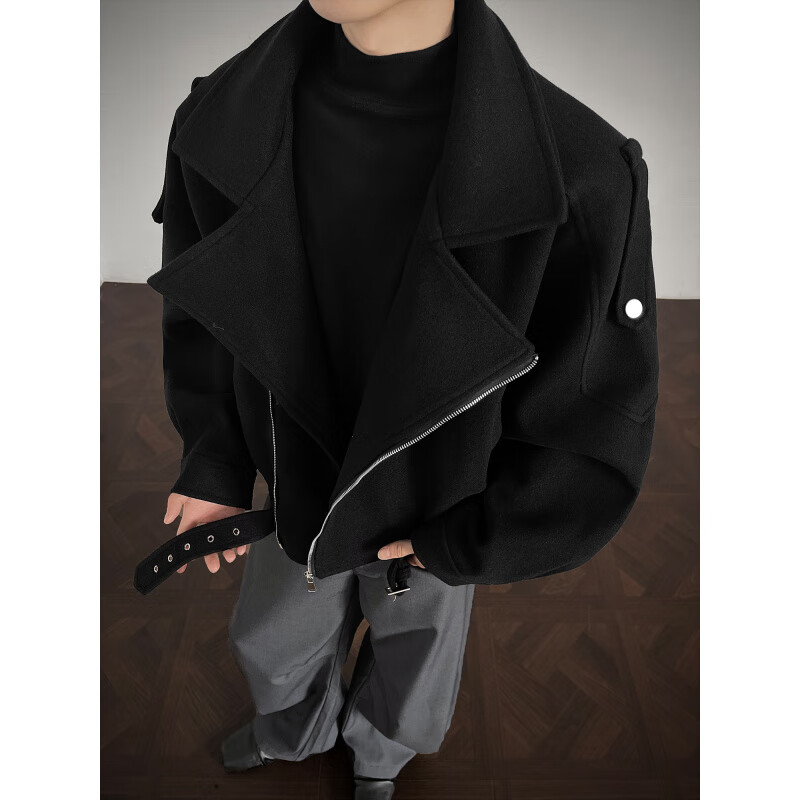 Shelley Jones American design woolen jacket men's autumn and winter cleanfit Korean style high-end short handsome deconstructed jacket floral gray XL recommended 120-140 pounds