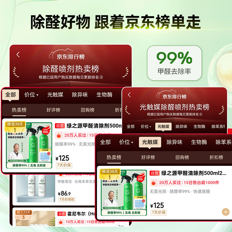 Green Source Formaldehyde Scavenger 500ml 2 Bottles Photocatalyst Formaldehyde Removal Spray New House Antibacterial and Odor Removal