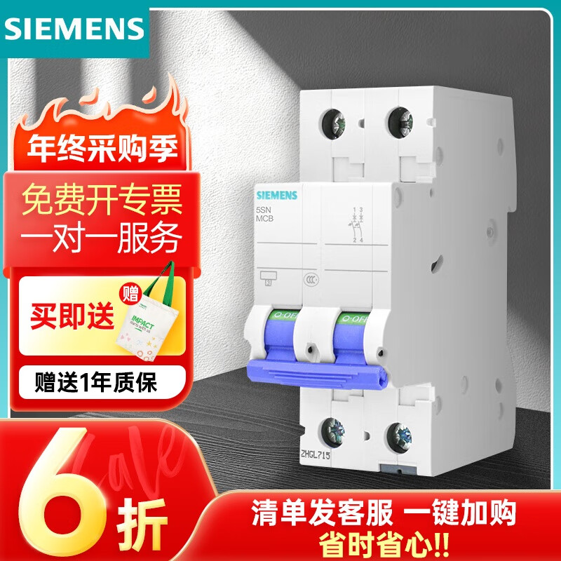 Siemens air switch 5SN 1P 2P 3P 4P 16A 20A 25A 32A 63A household air circuit breaker 5SN 2P C40A 6KA