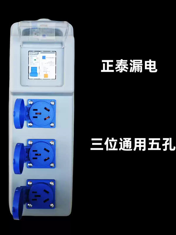 Chint leakage switch construction site leakage protection socket construction site special plug strip portable small electric box explosion-proof socket Chint leakage + bull plug strip 10A five holes