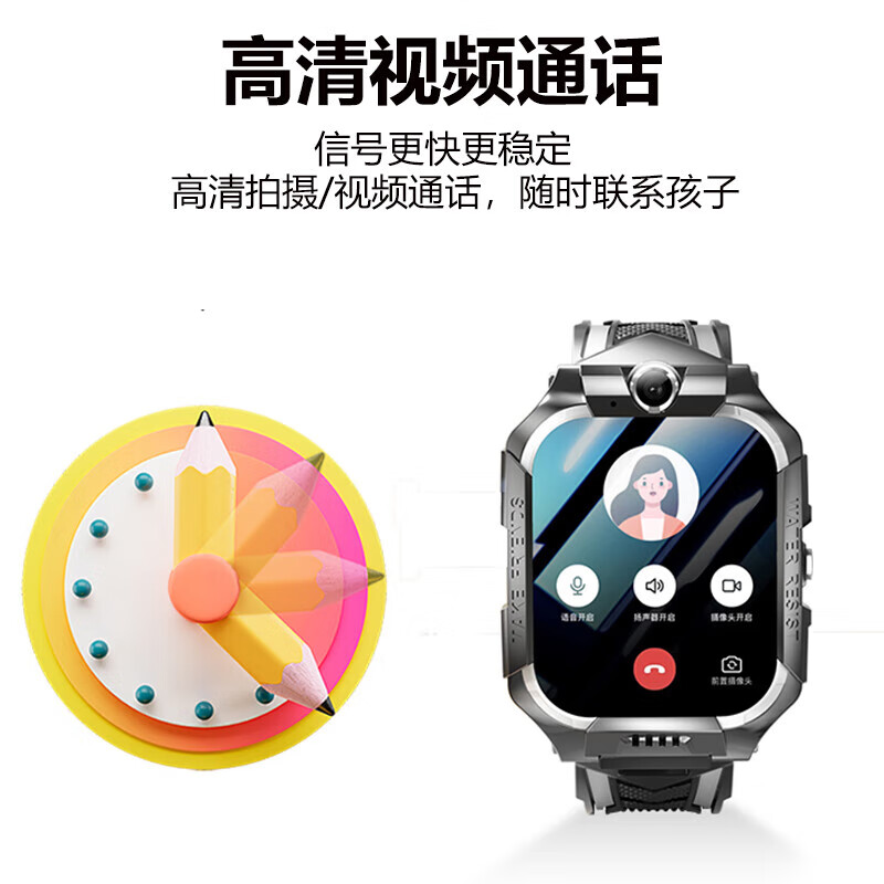 Little Genius Cool Cover 2026 New Anti-addiction 5G Full Netcom Children's Phone Watch Smart Plug-in Card Remote Monitoring Student Primary School Children 3-6-12 Years Old Positioning Waterproof Boys and Girls Supreme Blue 360 Camera WeChat + Large Memory + Large Battery + Long Standby