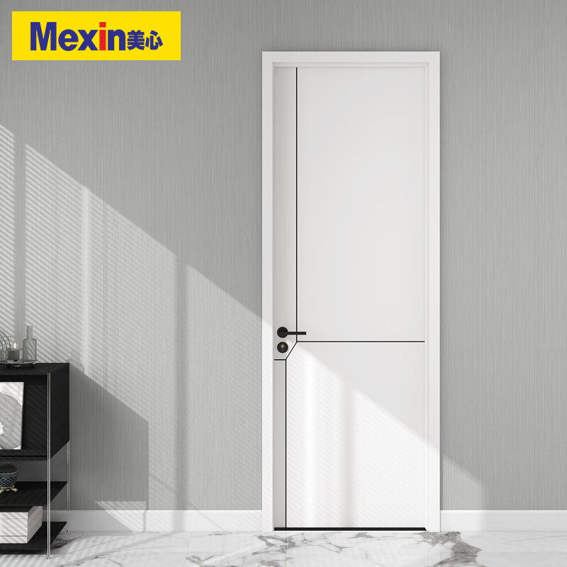 Wooden door bedroom door low carbon paint-free interior door noise reduction door paint-free door set door N253 door leaf + double door cover