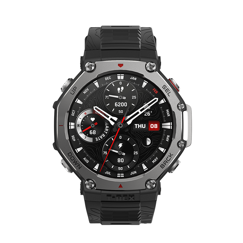 AMAZFIT Huami T-Rex 3 Xuanwu Black 48mm Smart Watch Outdoor Sports Cycling Navigation Adult Electronic Bracelet National Subsidy New Year Valentine's Day Gift for Men and Women