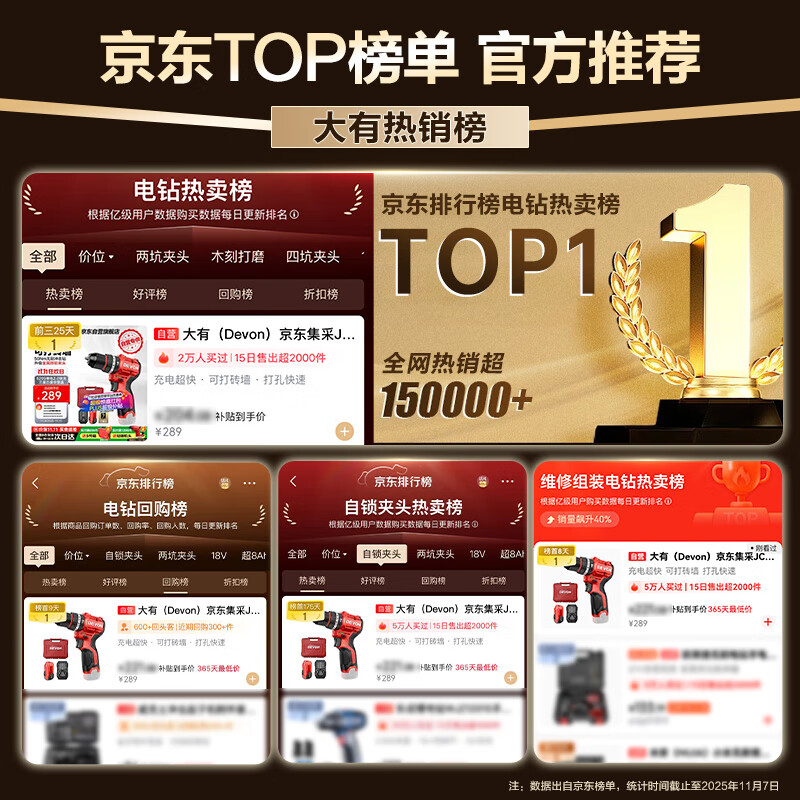 Devon JD.com JC series 12V brushless impact hand drill electric screwdriver tool 5209U self-operated exclusively for S7