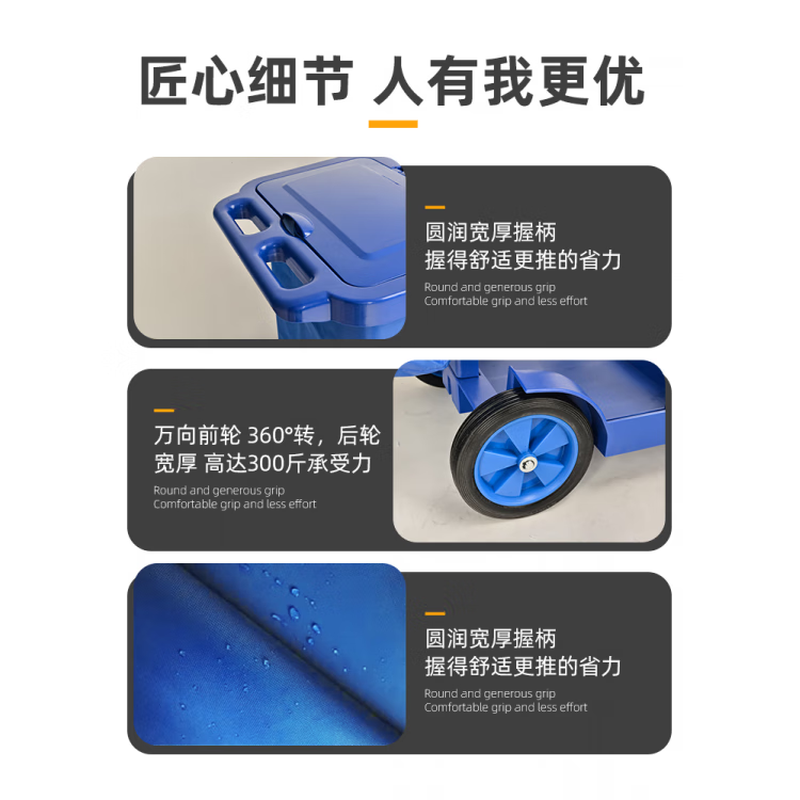 Cleaning cart, cleaning cart, multi-functional trolley, hotel property linen hygiene cart, guest room special tool cart, Chaoyun CY-330 gray without cover, thickened version