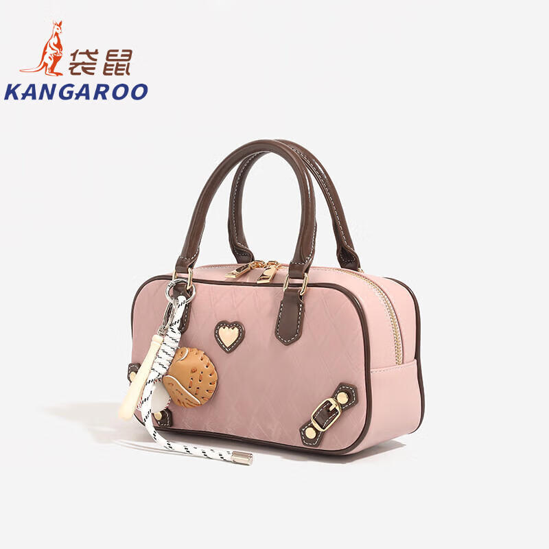 Kangaroo (KANGAROO) Sweet Cool Hot Girl Diamond Bowling Bag New and New Niche Portable Pillow Bag Fashionable and Versatile Shoulder Crossbody Bag Pink