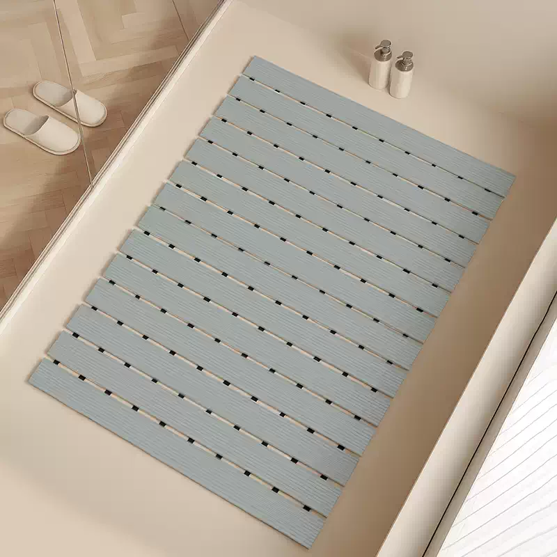 Yusenyi Bathroom Anti-slip Floor Mat 2025 New Shower Bathroom Toilet Restroom Anti-fall Bathroom Children's Household Floor Mat (3rd Generation) Small Square Strips Gray Blue (Upgraded Model) Export Quality National Patent 61x120CM