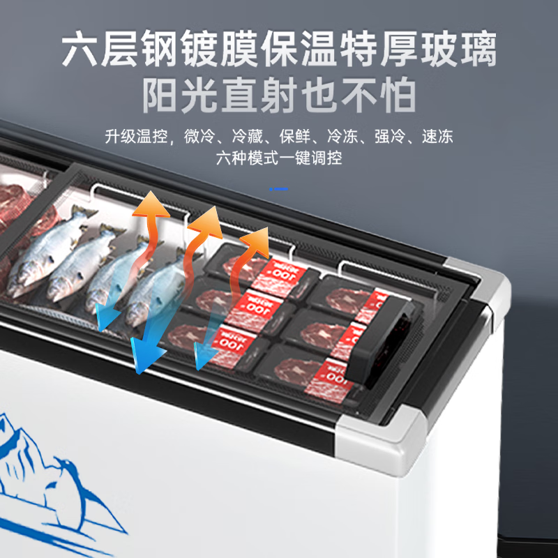 Meiling Smart Home Freezer Commercial Display Cabinet Refrigerator Freezer Large Capacity Deep Island Cabinet Fresh Cabinet Refrigerated Overtime Freezing European Island Cabinet 1 Meter European Island Electronic Digital Display Temperature Control |-30 Cryogenic Quick Freezing
