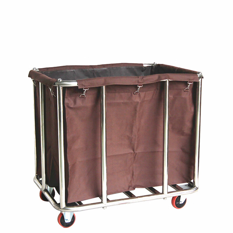 Linen recycling truck hotel linen truck hotel room service truck bag thickened stainless steel trolley cleaning truck recycling truck (assembly) tapered eight-tube blue