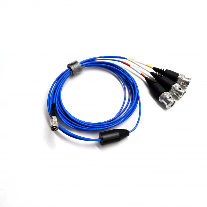1/4-28UNF to BNC four-core connector suitable for PCB three-axis sensor vibration acceleration connection line customization blue 3M