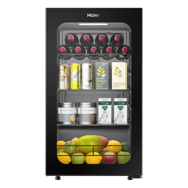 Haier 92 liter small ice bar home wine cabinet tea beverage fruit preservation cabinet refrigerator living room office wine wine storage refrigerator piano black electronic temperature control 92L
