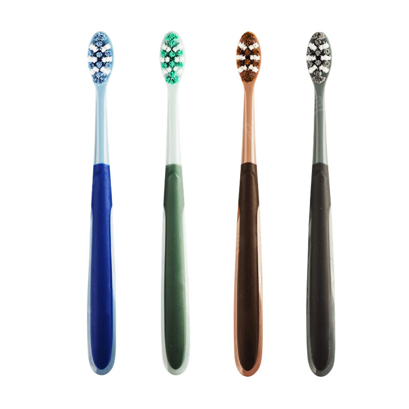 Hao Te Liang's medium-hard bristle small-head toothbrush, men's special toothbrush, powerful cleaning, removes tooth stains and tobacco stains, independent package - 4 pieces