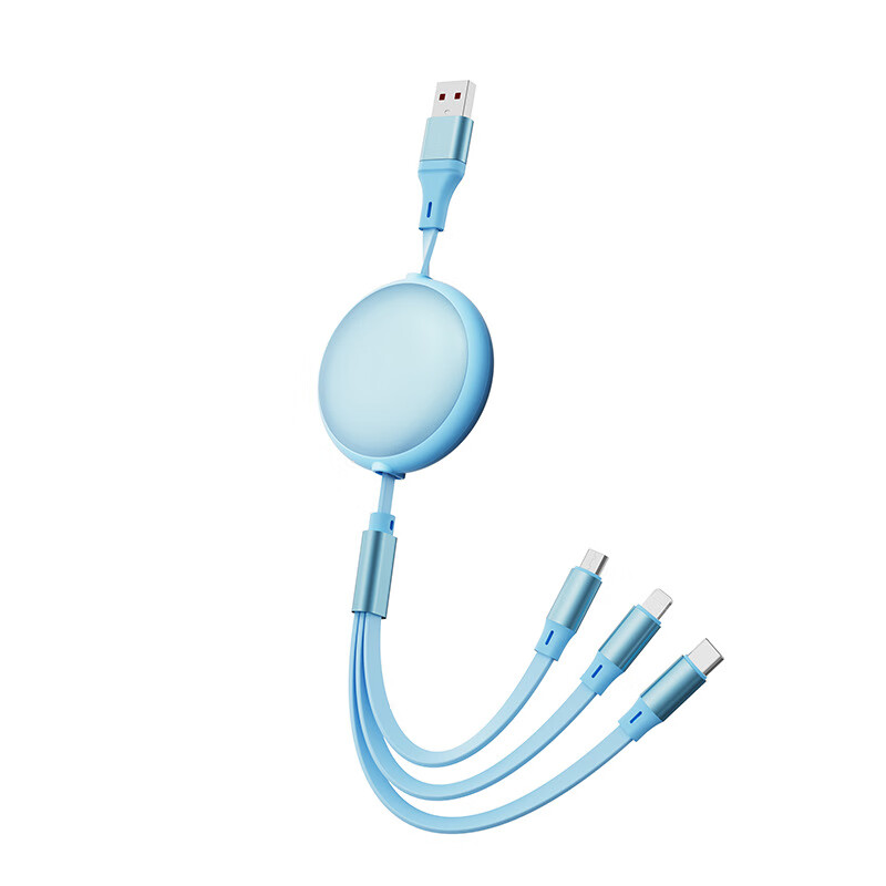 Jingyouyu German quality new 100w fast charging retractable one-to-three charging cable suitable for Huawei Android Apple 6A three-in-one data cable mobile phone tablet suitable for car power Feng Yun Purple