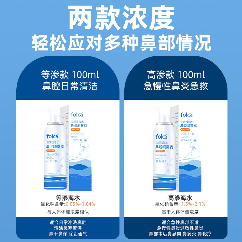Folca saline rhinitis cleaning nasal spray nasal saline adult pack 100ml hypertonic model