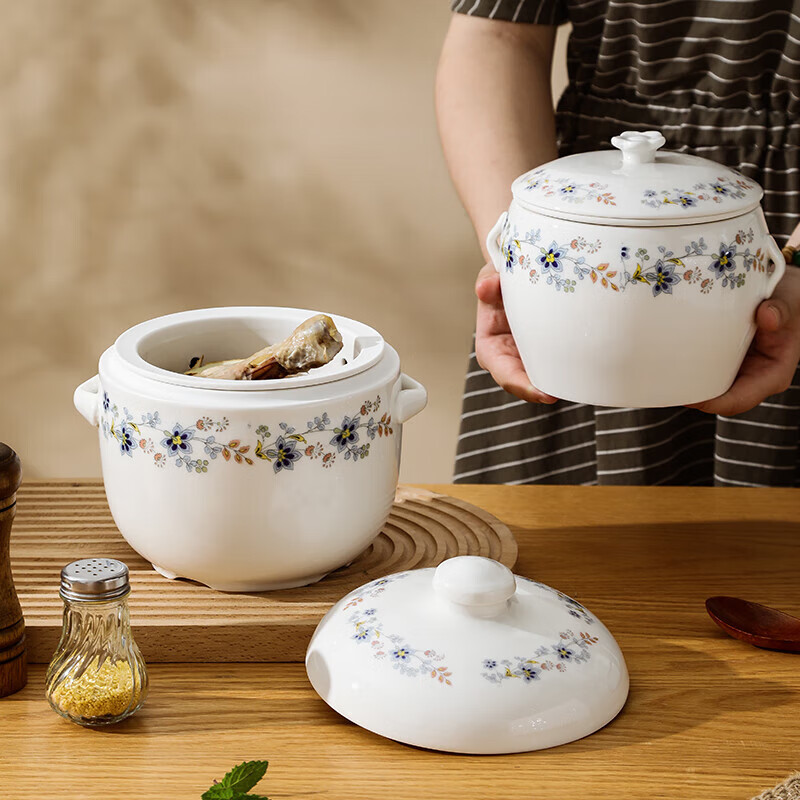 Minnan overflow soup stew pot earthen pot soup pot ceramic stew pot water-proof stew large soup cup overflow duck soup with liner for dripping soup Double-ear stew pot 400ml without liner