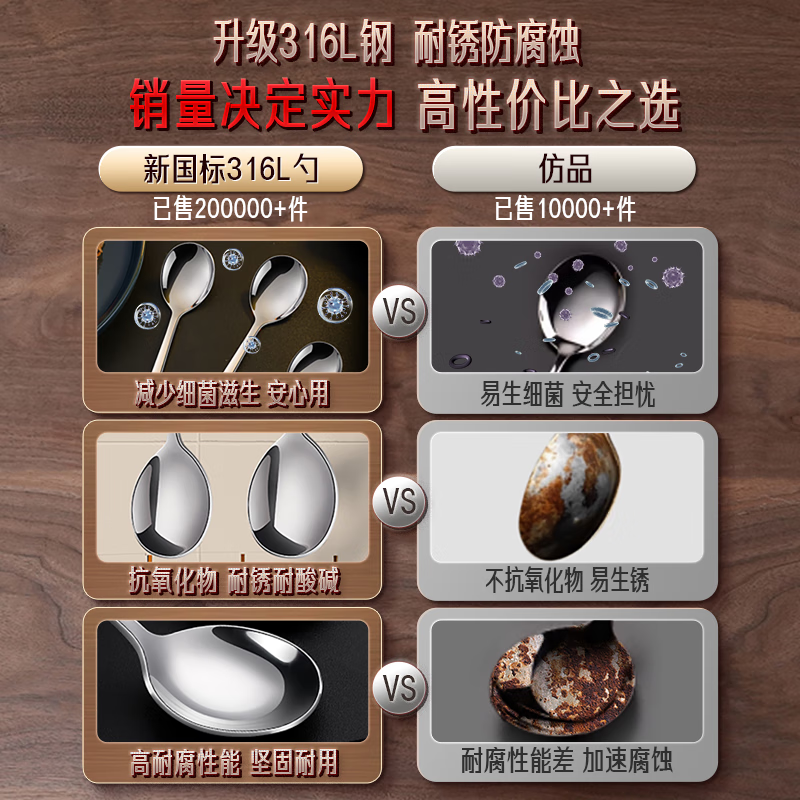 Sansi Steel 316 stainless steel spoon food grade tableware set household rice spoon spoon spoon thickened 30384