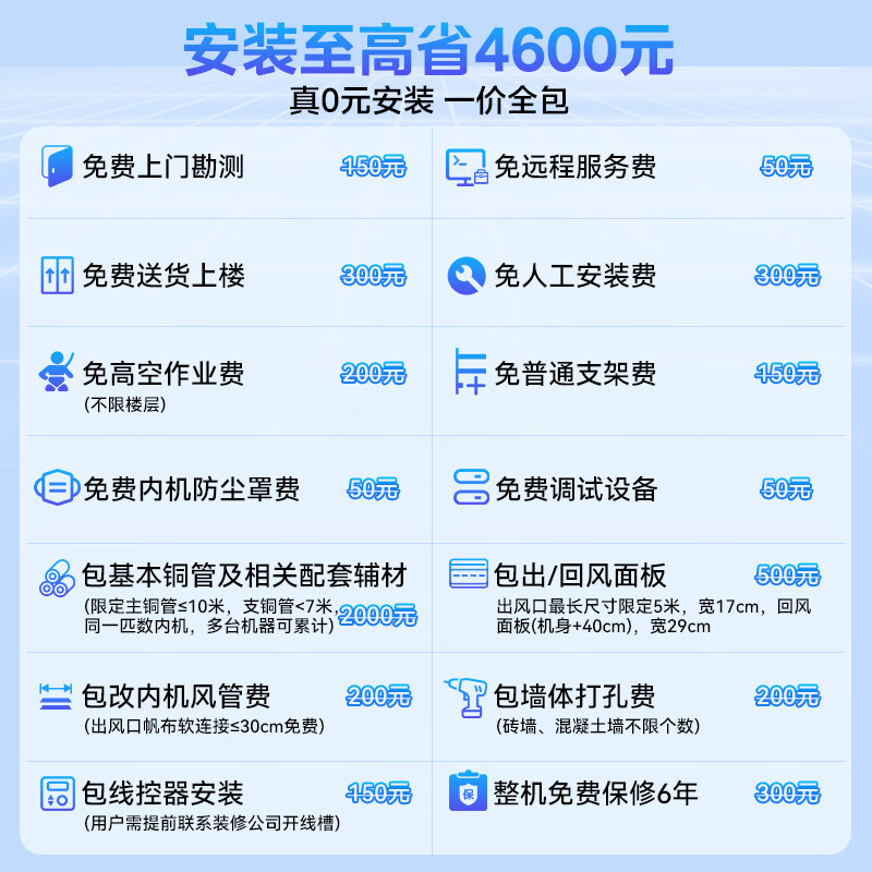 Haier 15% off when placing an order. Central air conditioner produced by Zhijia, one to four, one to three, full DC frequency conversion, first-class energy efficiency, intelligent IoT self-cleaning leader Yuanqi 4 HP, one to three, two rooms and one living room 80