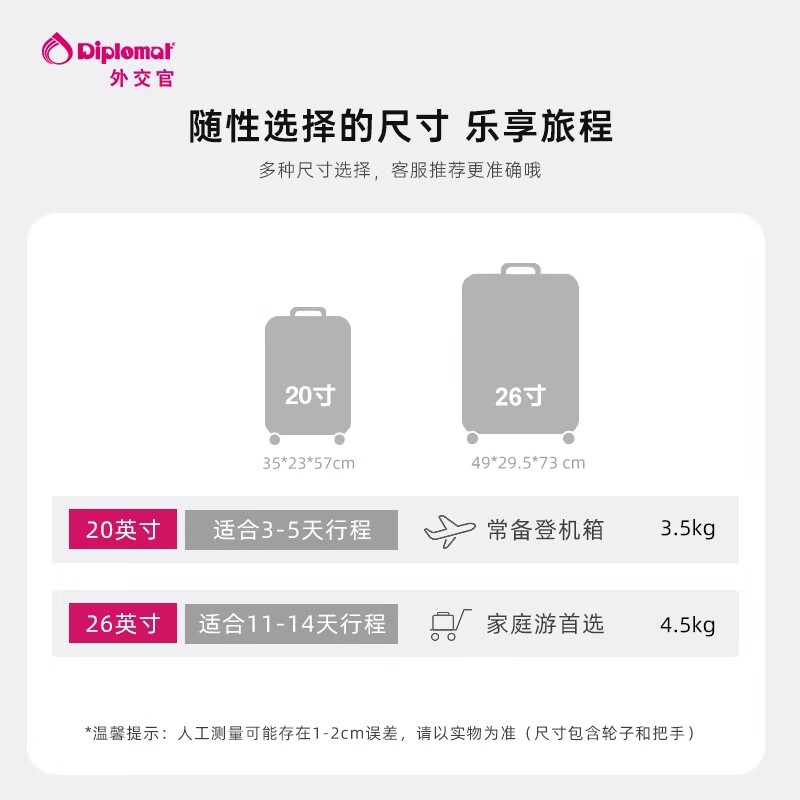 Diplomat Diplomat Expandable Trolley Suitcase Large Capacity Password Carry-on Case TC-685T Matte Black - Expandable 26 inches - Suitable for long distances, checked luggage required
