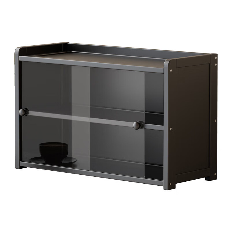 Living room storage cabinet household cup dust-proof storage cabinet tea tea set ornaments storage cabinet cosmetics storage cabinet dust-proof and moisture-proof sliding cabinet door three layers 50cm brown