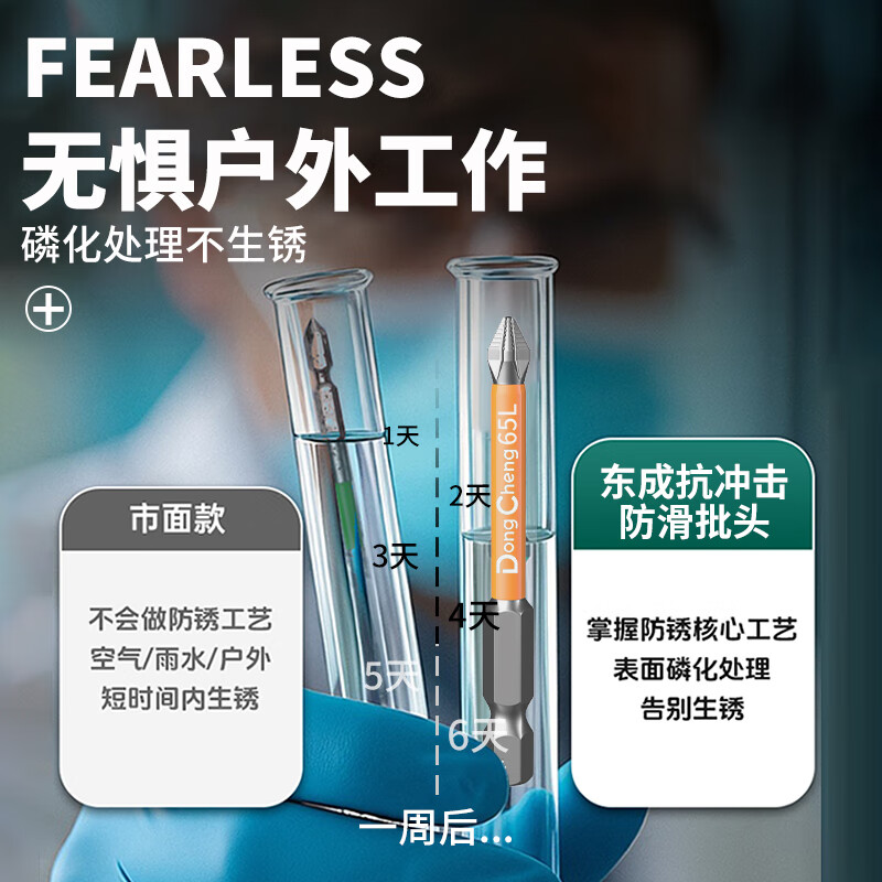 Dongcheng batch head cross anti-slip strong magnetic super-hard electric screwdriver set hexagonal handle anti-impact tip screwdriver machine strong magnetic ph2 50+65+70mm 3-pack