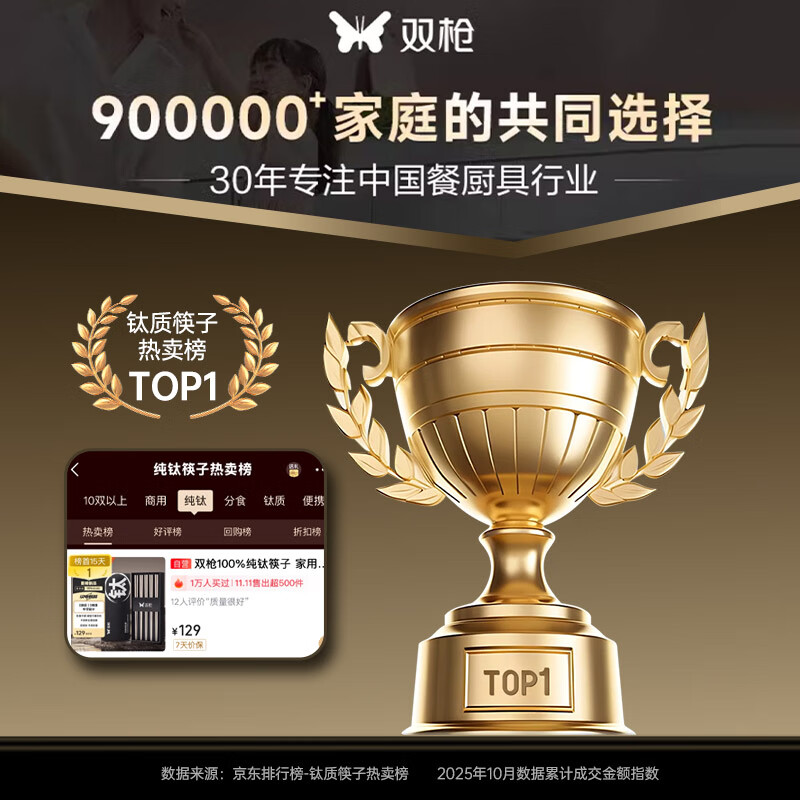 Double gun 100% pure titanium chopsticks household high-end metal chopsticks titanium hollow anti-scalding anti-slip lightweight portable tableware set