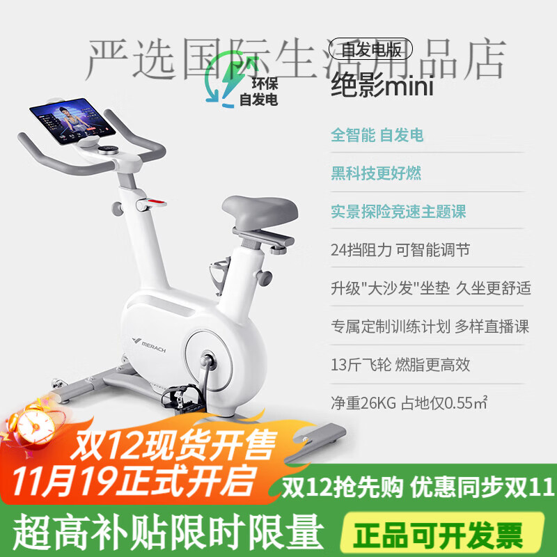 Merrick spinning bicycle home sports magnetically controlled fitness bicycle indoor equipment silent Jueying mini self-generated version unplugged-Jueying mini丨