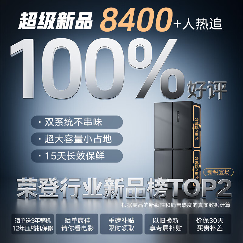 KONKA 500-liter cross-split four-door machine Huangdayouzi dual-system odor-purifying dual-cycle large-capacity variable-temperature refrigerator first-class energy-efficiency air-cooled AR-550WPDEG4