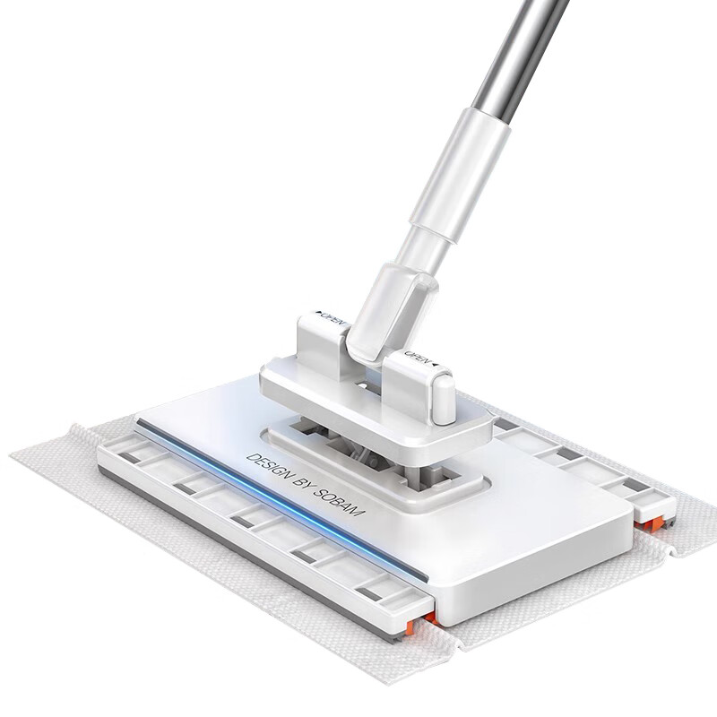 Sorbonne face towel flat mop 16cm telescopic pole 120cm household hand-free lazy mopping artifact clip cloth mop