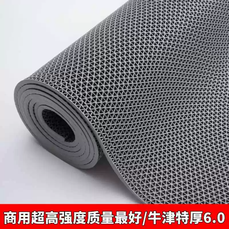 Yusenyi floor stall rubber floor mats with holes grid floor mats plastic hollow outdoor PVC pool debris S-shaped rubber Oxford cooked rubber encrypted type extra thick 6.0 mm) gray 0.9 meters wide X 3 meters long (full roll)