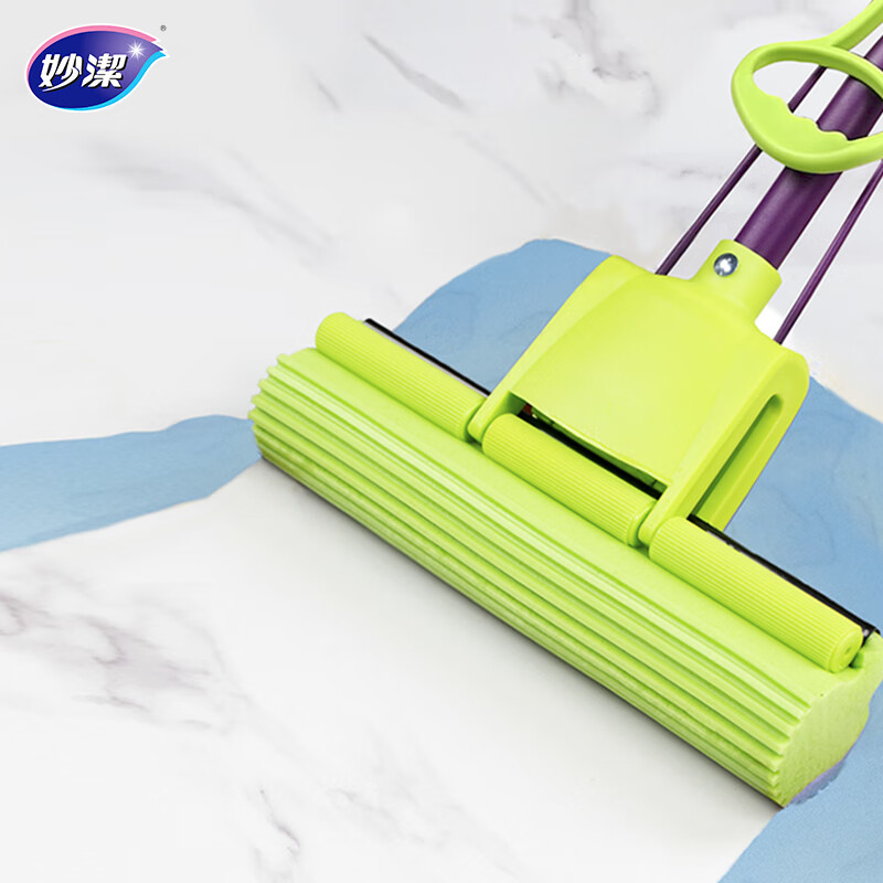 Miaojie collodion mop 27cm pole length 120, a total of 2 rollers, lazy household, one mop, hand-wash-free sponge to absorb water