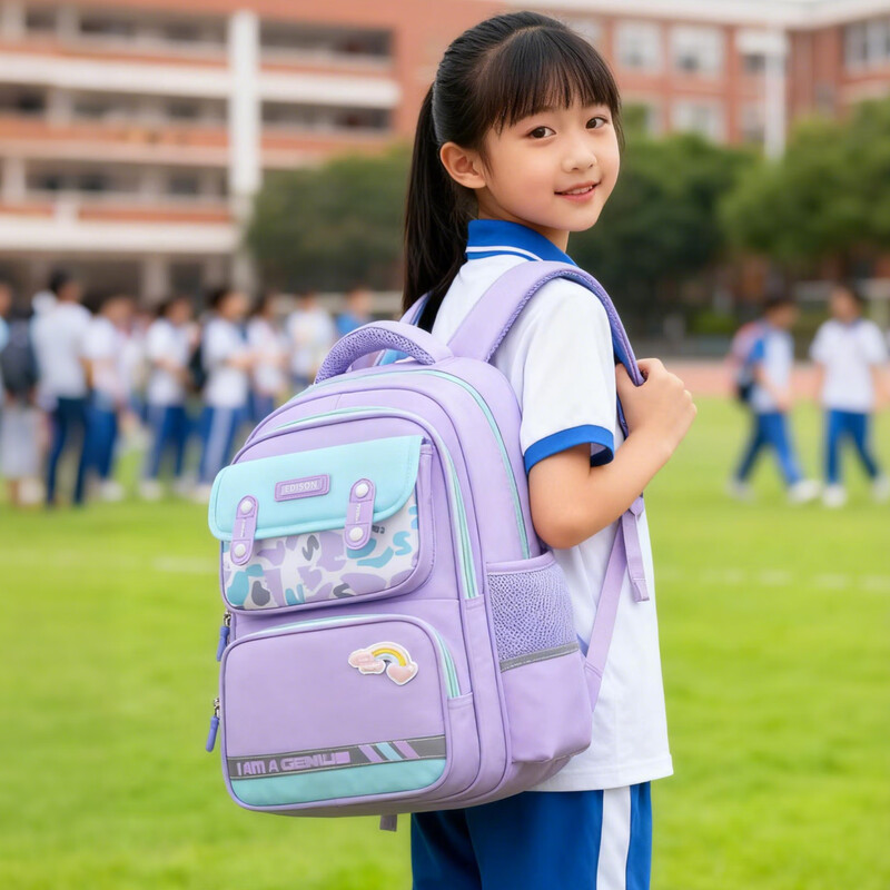 Edison Edison primary school bag girl spine protection and load reduction large capacity water-repellent reflective children's backpack 24016-6
