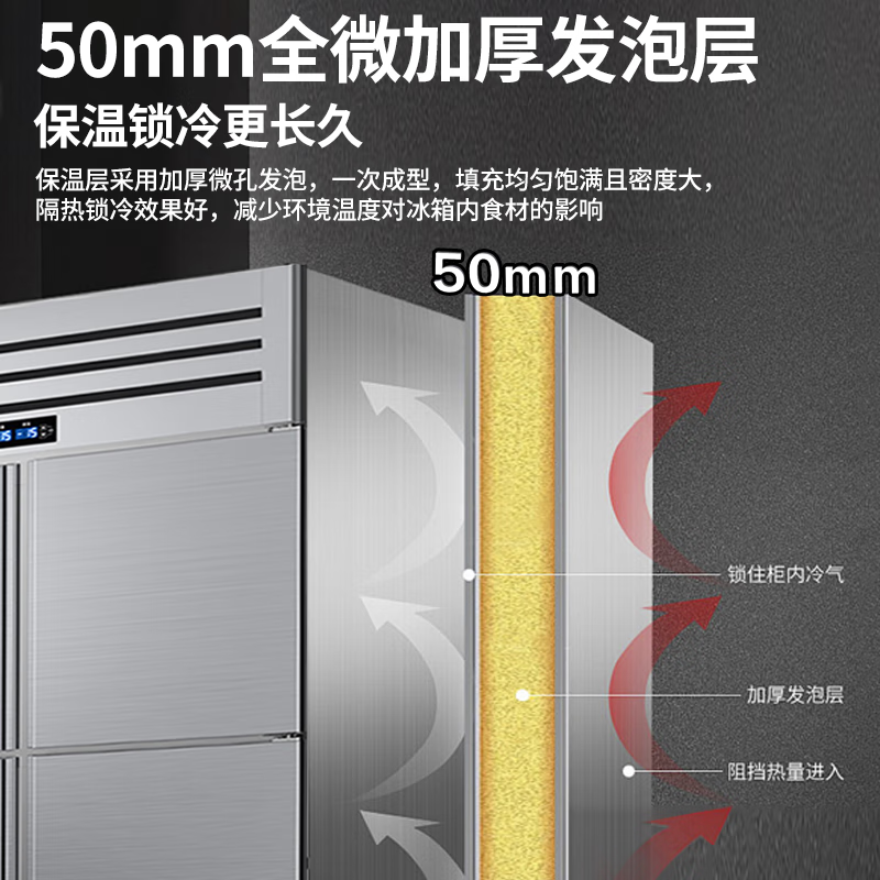 Snowflake Commercial Refrigerator Four Doors Six Doors Stainless Steel Shelf Fresh Refrigeration Freezing Large Capacity Catering Restaurant Kitchen Vertical Display Cabinet Four Doors Full Freezing | Pure Copper Refrigeration | Intelligent Digital Display