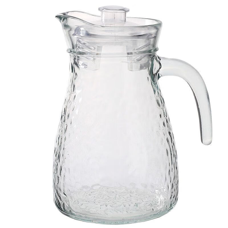 Qinkai Cold Kettle Large Capacity Cold Kettle Handle Juice Teapot Thickened Glass Kettle Cool White 1 Hammered Cold Kettle - Large Capacity 1100ml Thickened Glass
