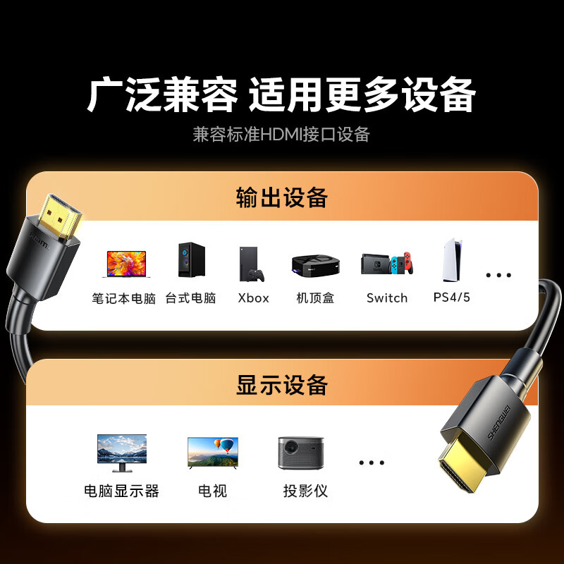 Shengwei (shengwei) HDMI cable version 2.0 computer TV 4K high-definition cable 3D video cable notebook external set-top box projector display cable 1.5 meters AHH3015G
