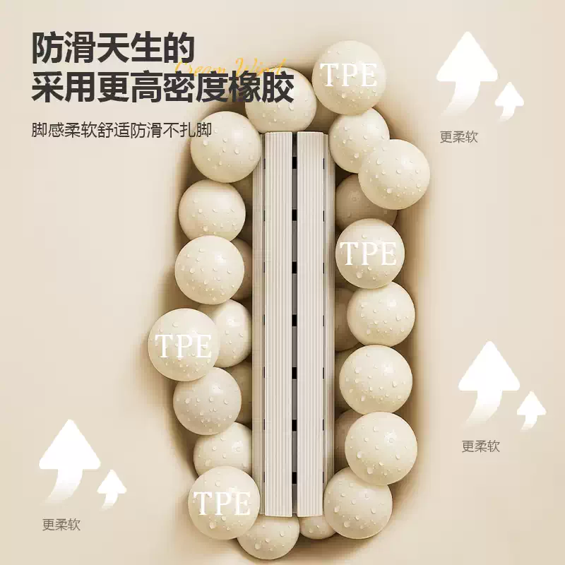 Yusenyi Bathroom Anti-slip Floor Mat 2025 New Shower Bathroom Toilet Restroom Anti-fall Bathroom Children's Household Floor Mat (3rd Generation) Small Square Strips Gray Blue (Upgraded Model) Export Quality National Patent 61x120CM