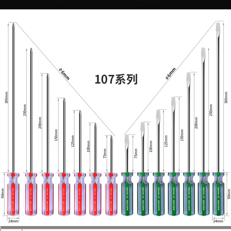 Robin Hood (RUBICON) imported screwdriver, color-striped screwdriver, precision strong magnetic super-hard computer screwdriver 102-10(+)