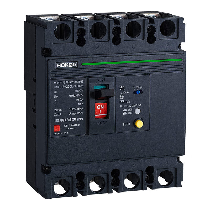 4P plastic case three-phase electric 380v switch protector air switch 100a250a three-phase four-wire leakage circuit breaker 16A 4p